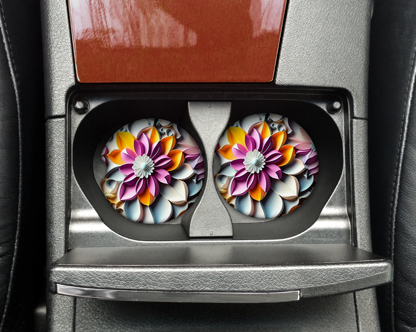 Car Coaster - Neoprene Car Coasters (2) - 3D Flower #3