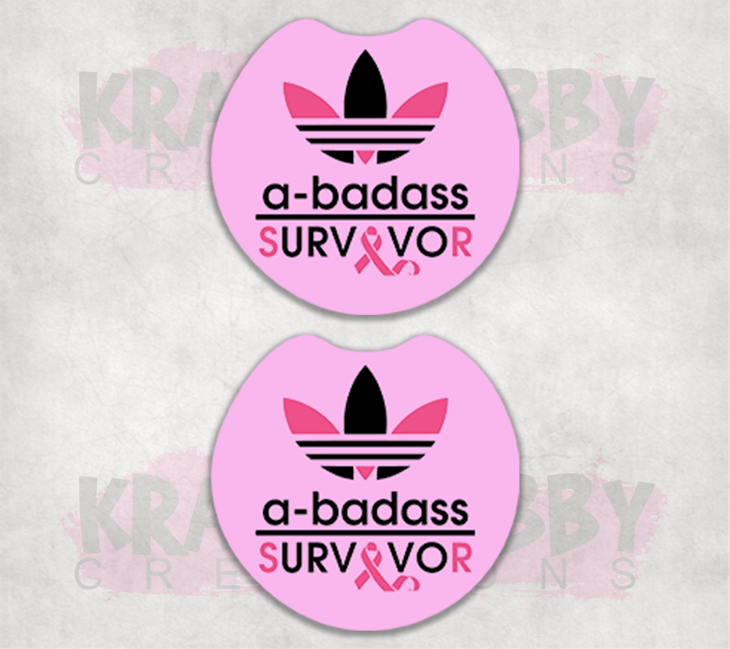Car Coaster - Neoprene Car Coasters (2) - a-badass Survivor - Cancer