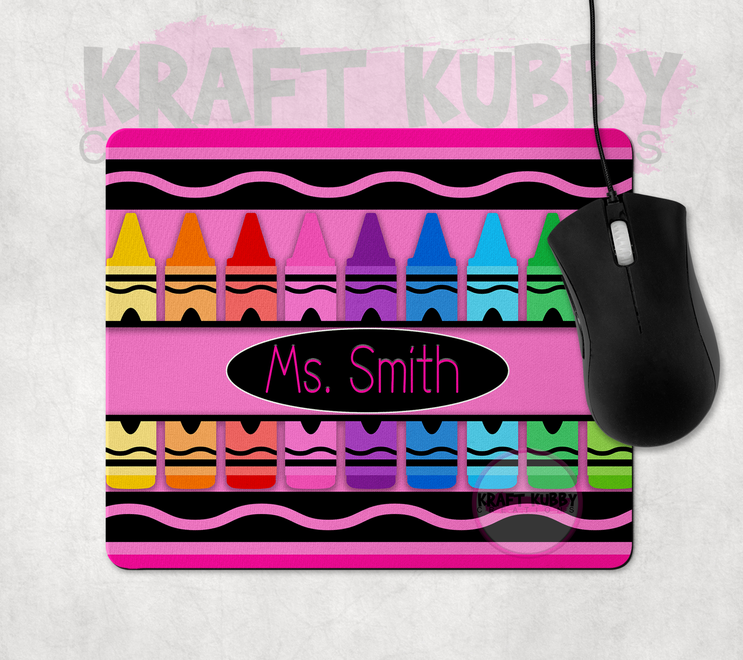 Mousepad - Teacher's Appreciation - Pink Crayon - Personalized
