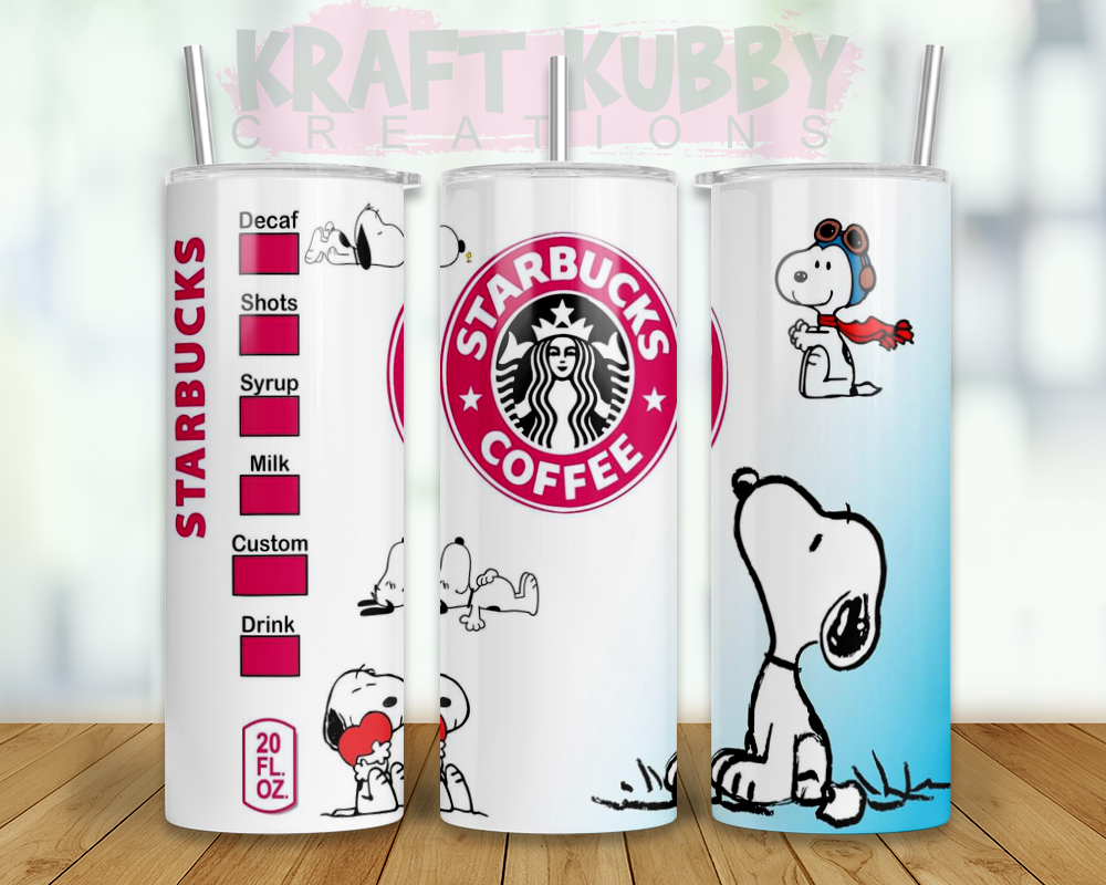 Tumbler - 20 oz - Sublimation - Starbucks - Snoopy