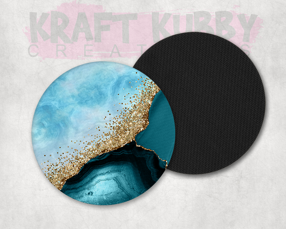 Table Coaster - Neoprene Table Coasters - Abstract Marble Blue