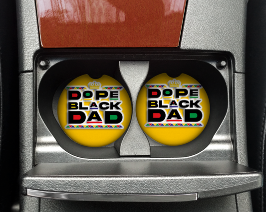 Car Coaster - Neoprene Car Coasters (2) - Dope Black Dad