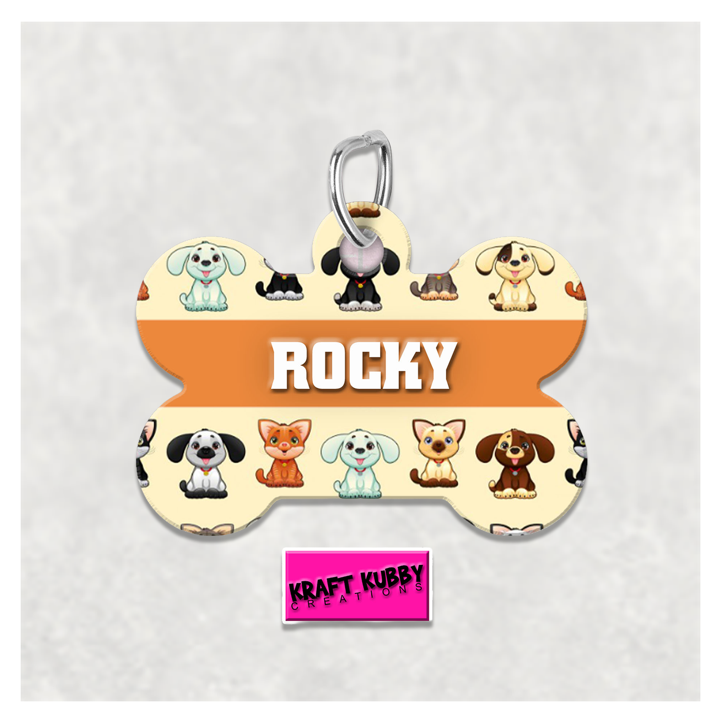 Pet Tag - Personalized Pet ID Tag - Bone Tag - Rocky
