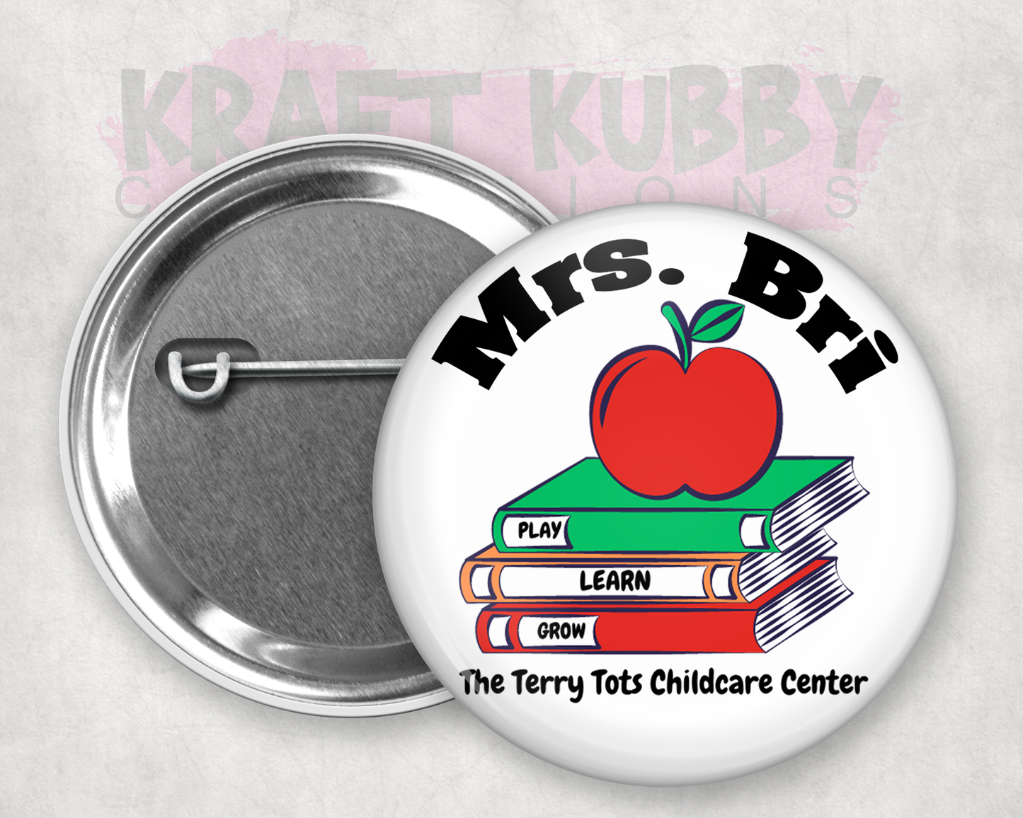Buttons - Custom Button Name Tags - School - 2.25 inch