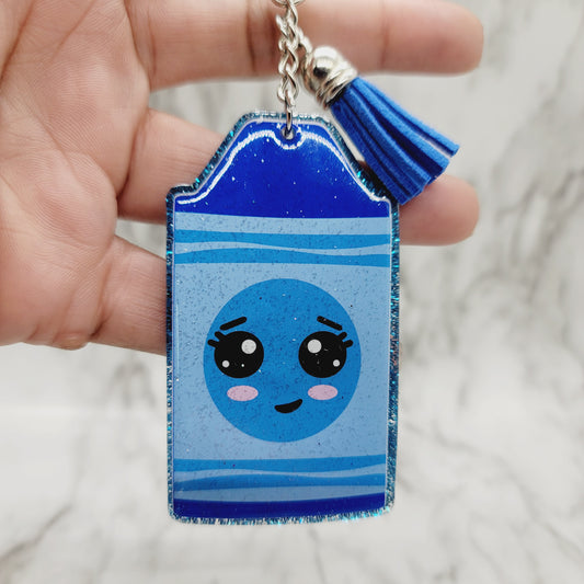 Chibi Blue Crayon - Acrylic Keychain - 3 Inch Keychain