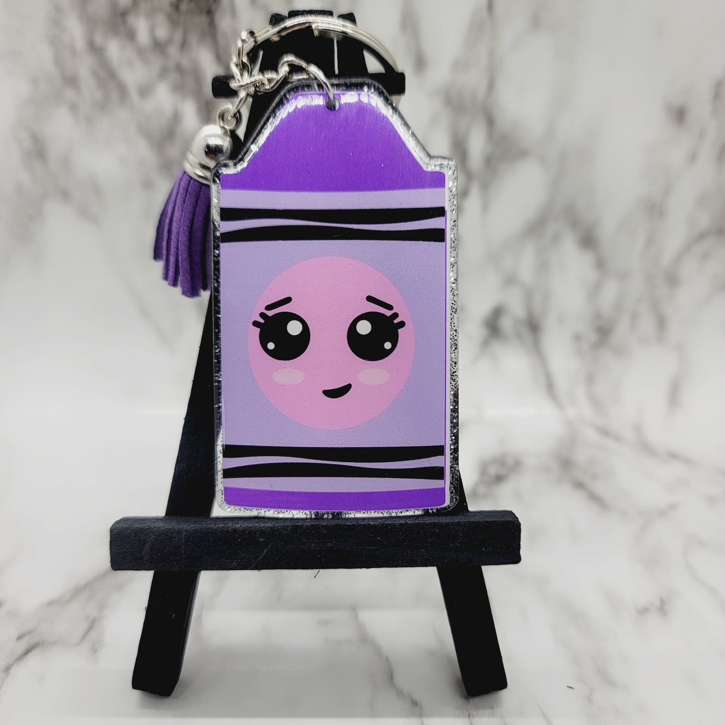 Chibi Purple Crayon - Acrylic Keychain - 3 Inch Keychain