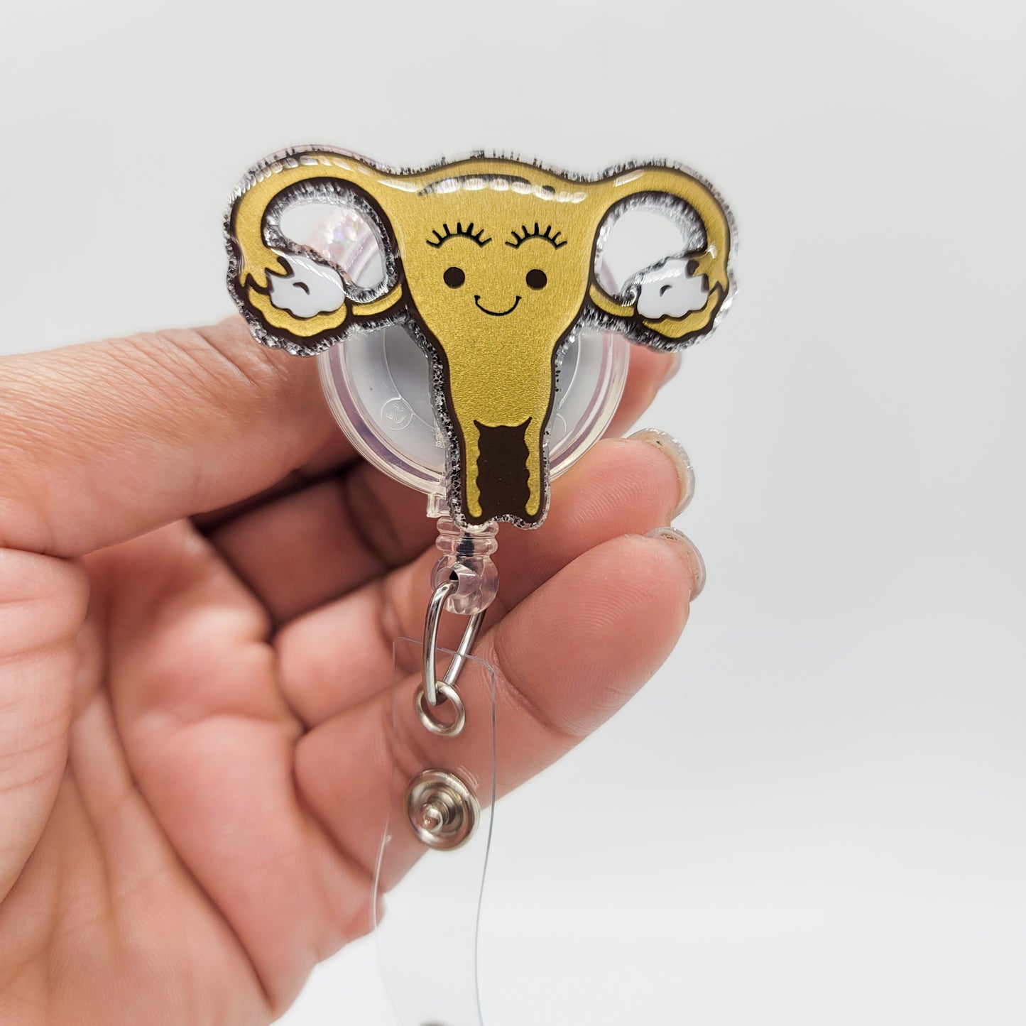 Uterus - Acrylic Badge Reel - 2 inch Retractable Badge Reel - Interchangeable