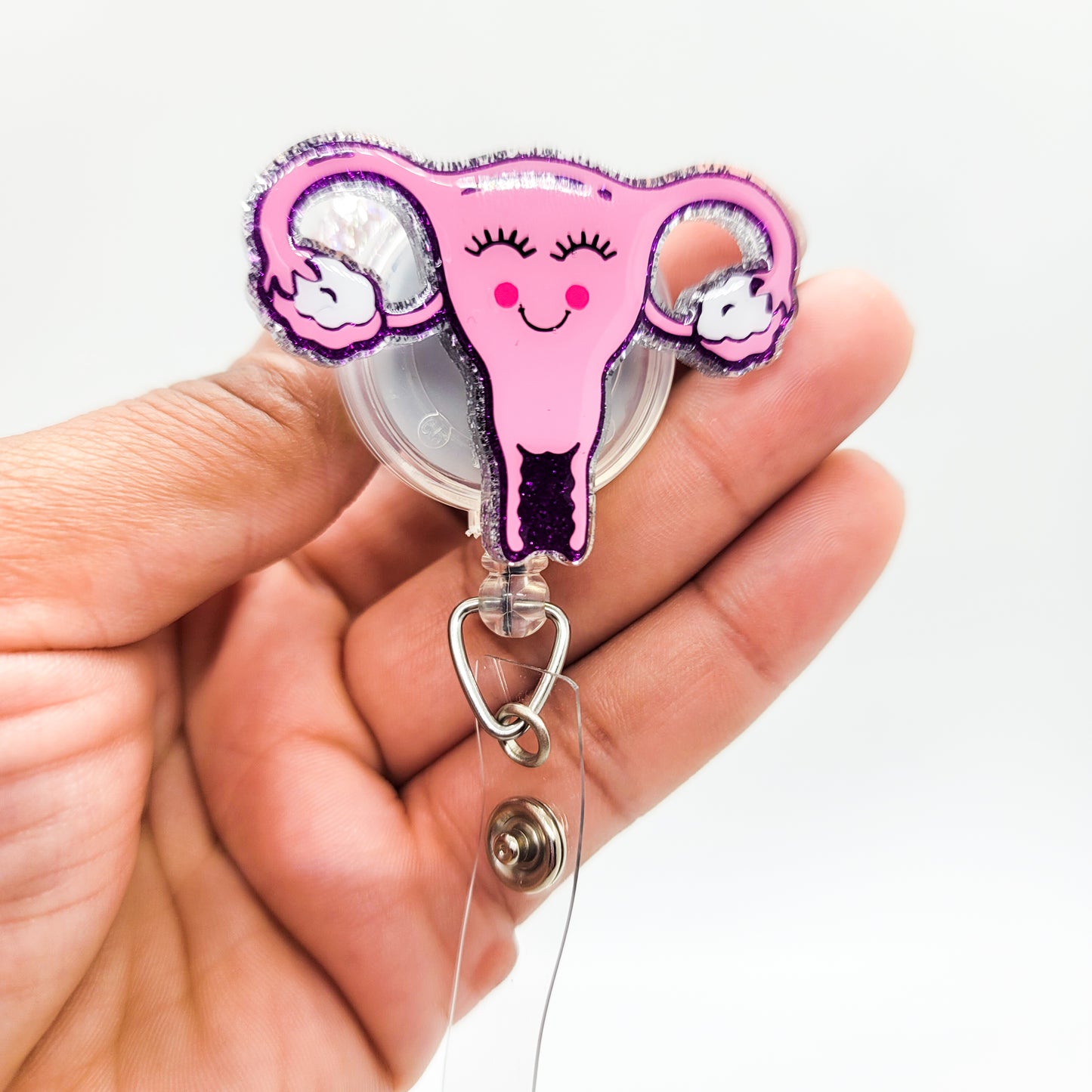 Uterus - Acrylic Badge Reel - 2 inch Retractable Badge Reel - Interchangeable
