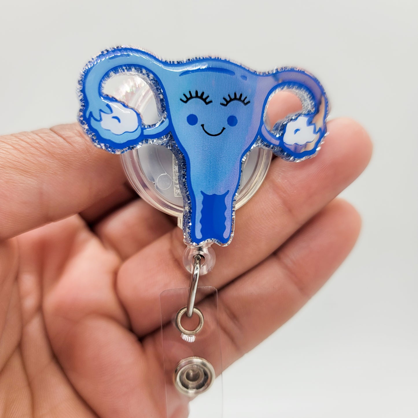 Uterus - Acrylic Badge Reel - 2 inch Retractable Badge Reel - Interchangeable