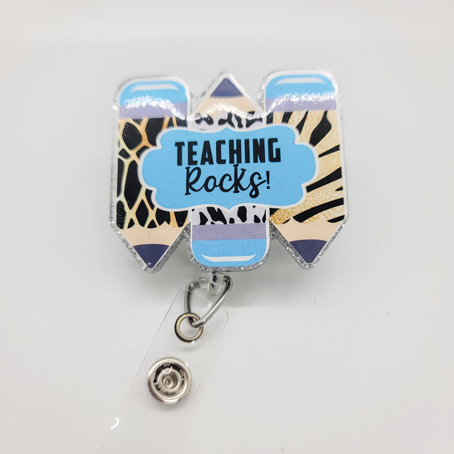 Teaching Rocks- Acrylic Badge Reel - 2 inch Retractable Badge Reel - Interchangeable