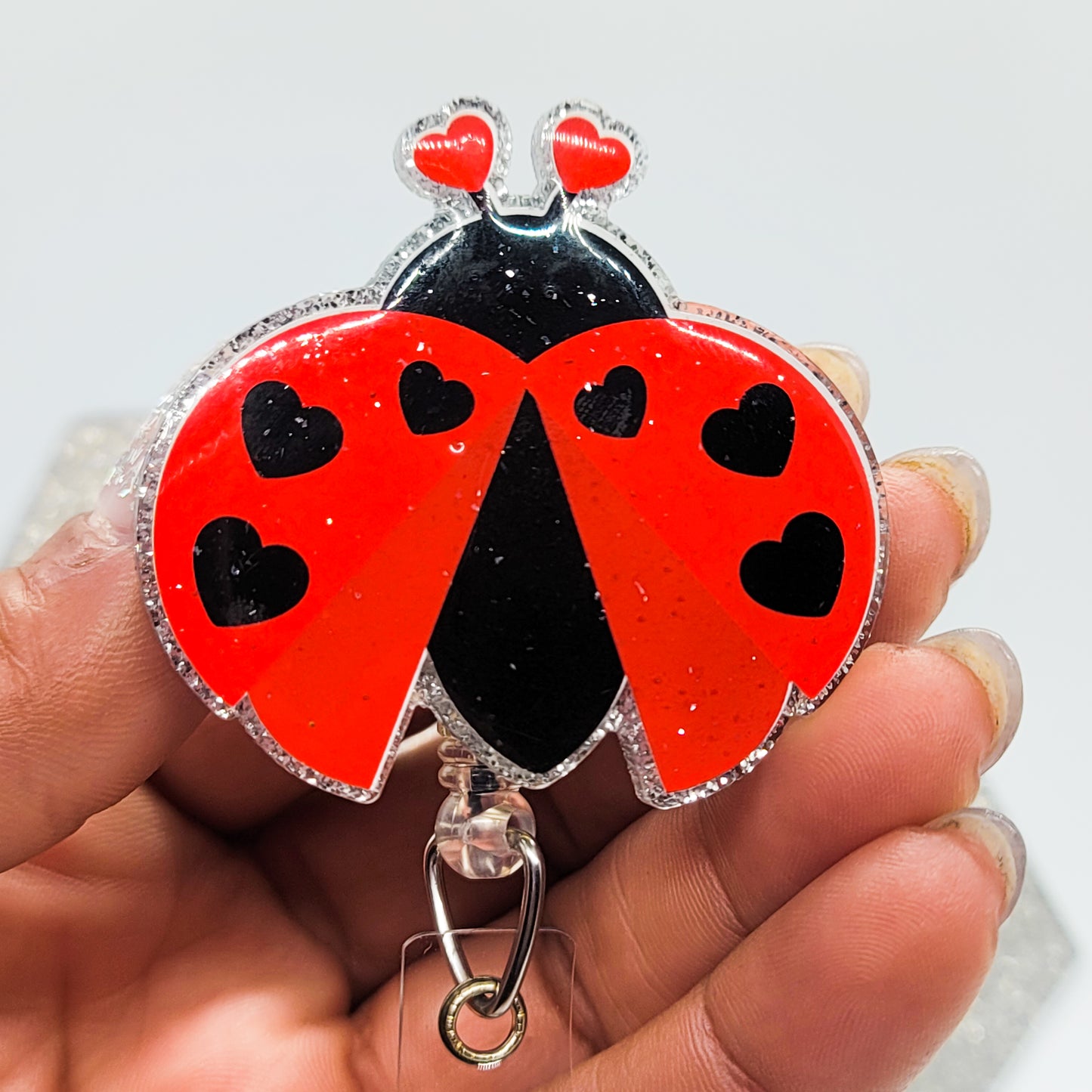 Lady Bug - Acrylic Badge Reel - 2 inch Retractable Badge Reel - Interchangeable
