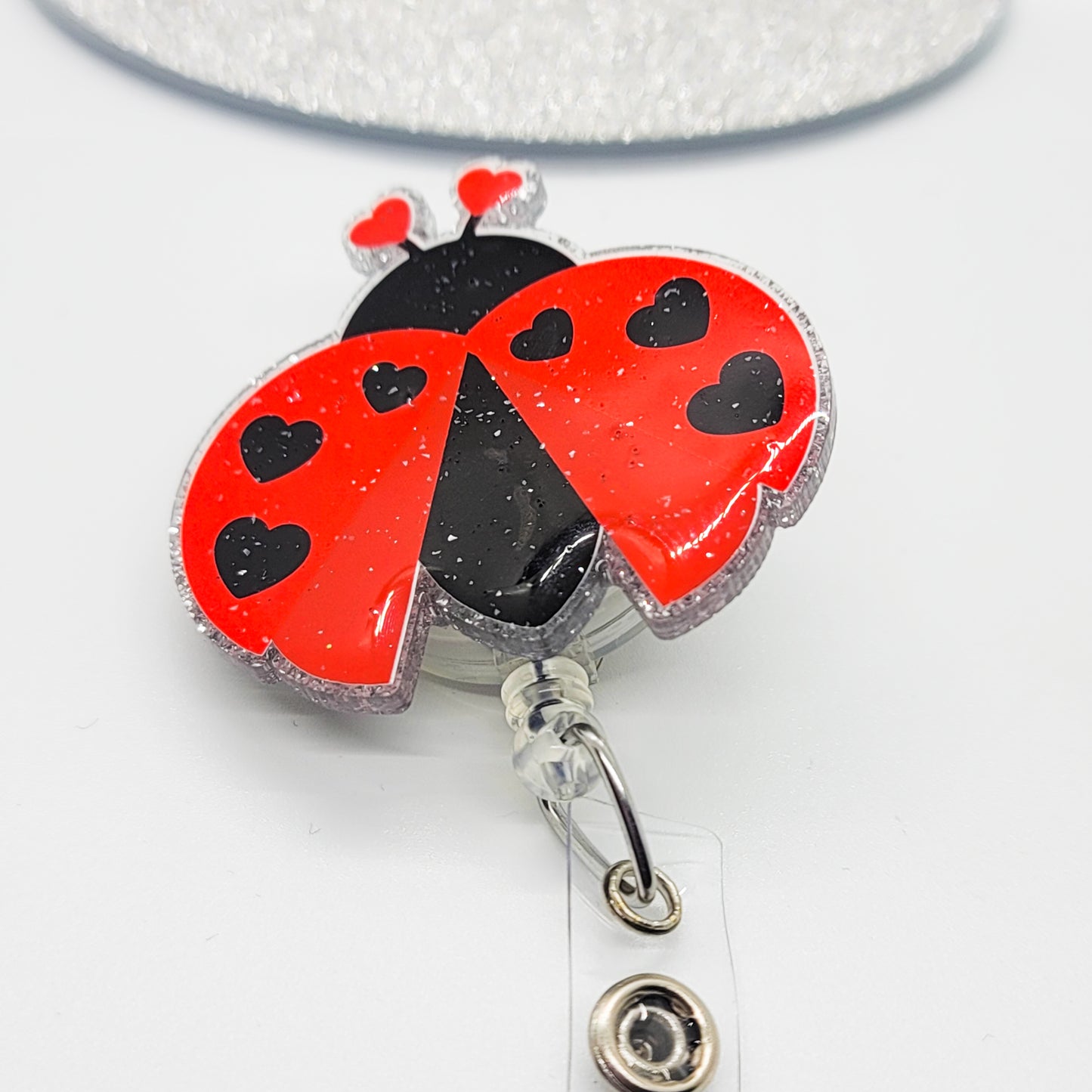 Lady Bug - Acrylic Badge Reel - 2 inch Retractable Badge Reel - Interchangeable