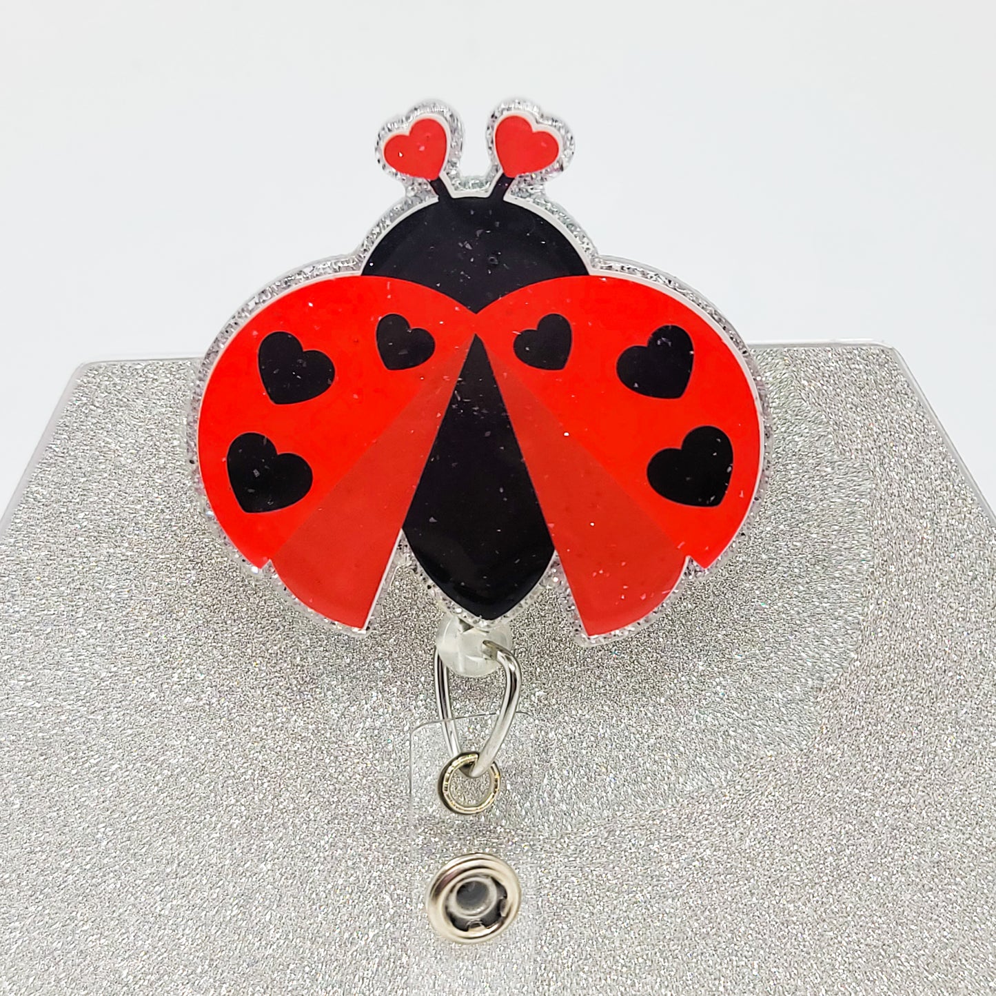 Lady Bug - Acrylic Badge Reel - 2 inch Retractable Badge Reel - Interchangeable
