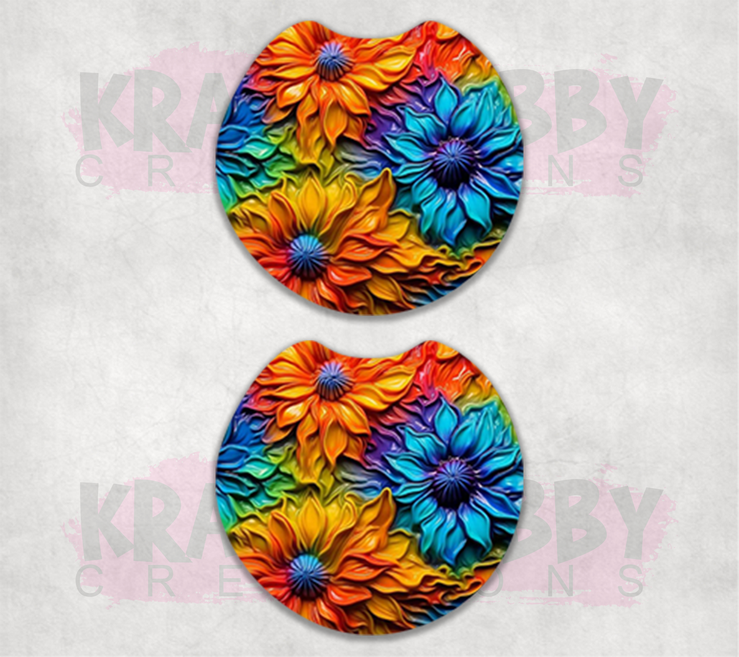Car Coaster - Neoprene Car Coasters (2) - 3D Flower #1