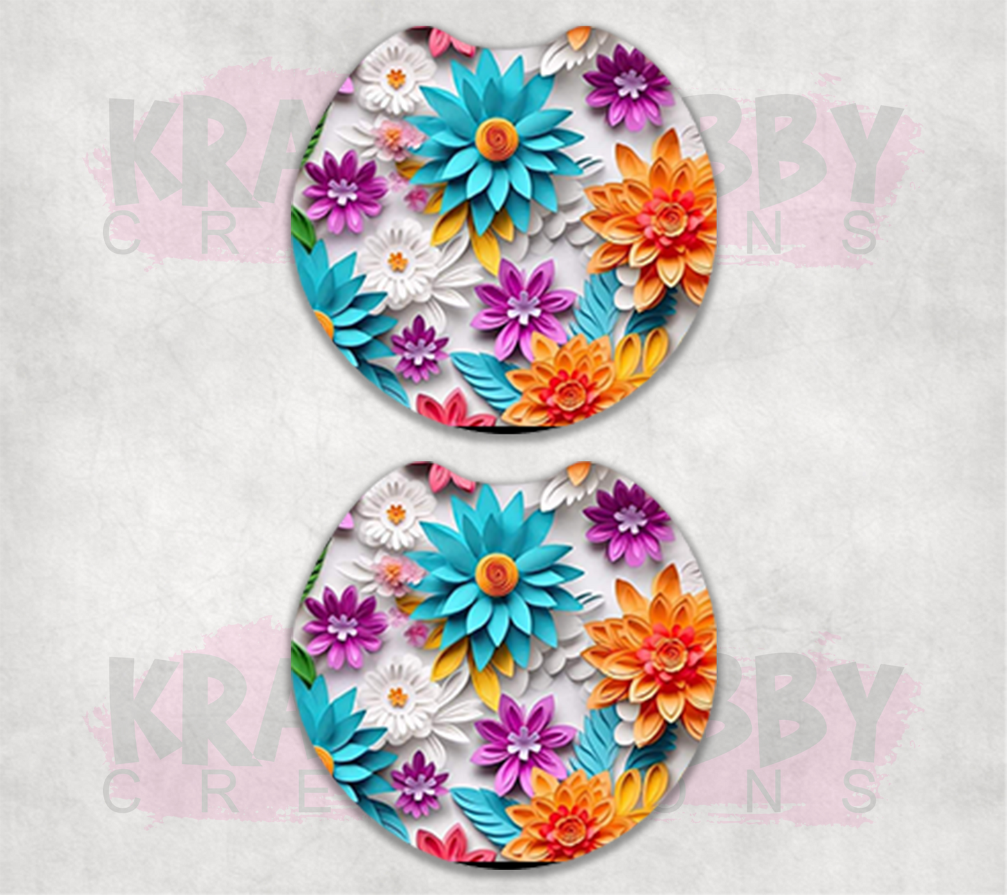 Car Coaster - Neoprene Car Coasters (2) - 3D Flower #2