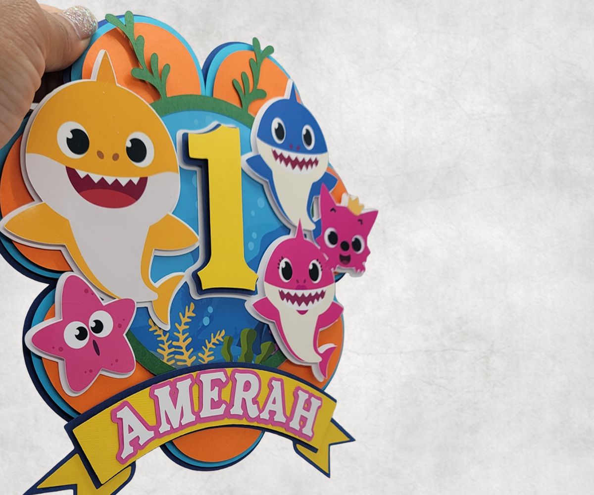 Cake Topper - 3D Character Cake Topper - Baby Shark