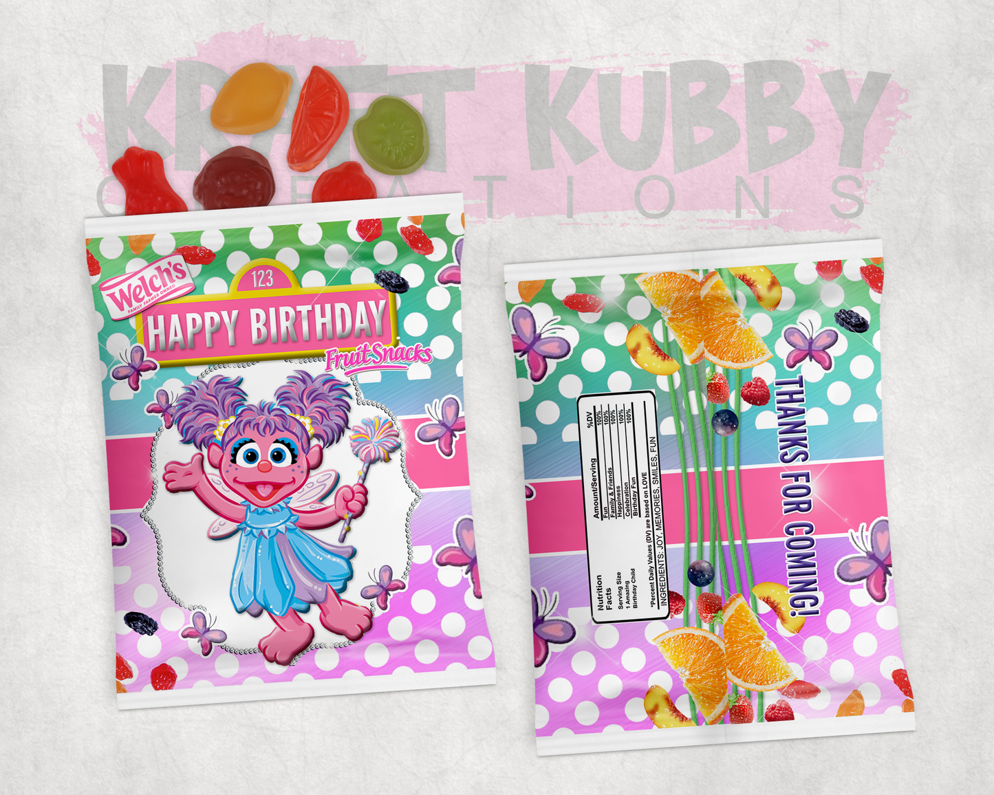 Party Treats Packages - 1 Dozen Treats Each - Abby Cadabby