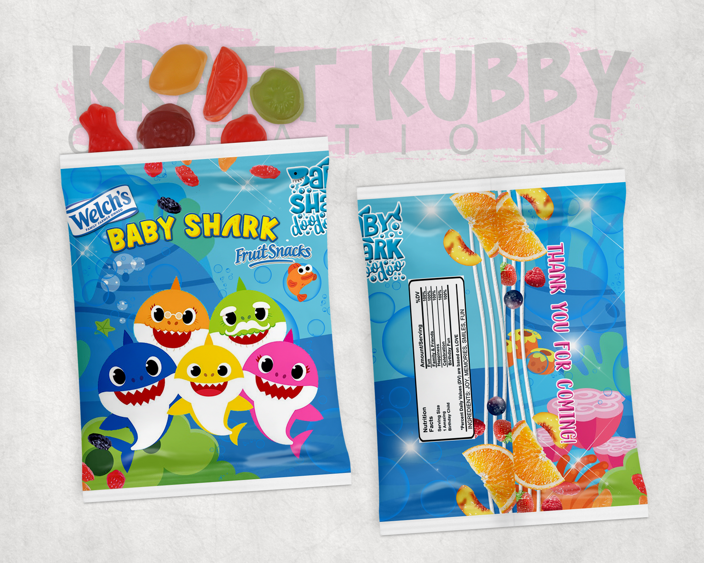 Party Treats Packages - 1 Dozen Treats Each - Baby Shark