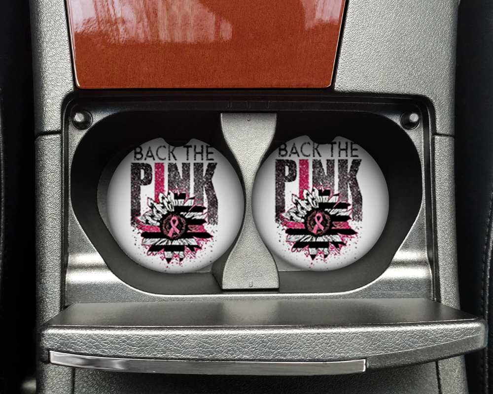 Car Coaster - Neoprene Car Coasters (2) - Back The Pink
