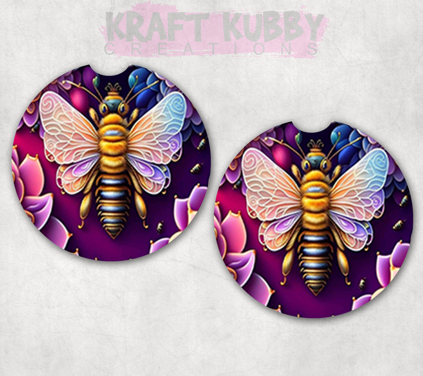 Car Coaster - Neoprene Car Coasters (2) - Bees #2