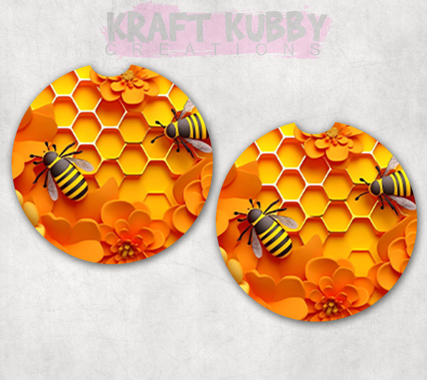 Car Coaster - Neoprene Car Coasters (2) - Bees #1