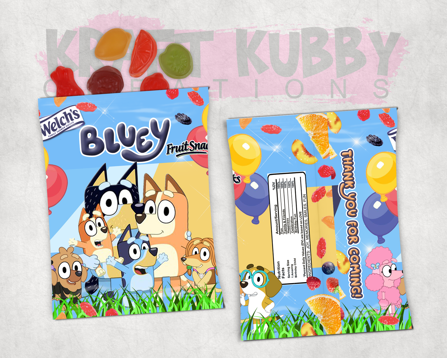 Party Treats Packages - 1 Dozen Treats Each - Bluey