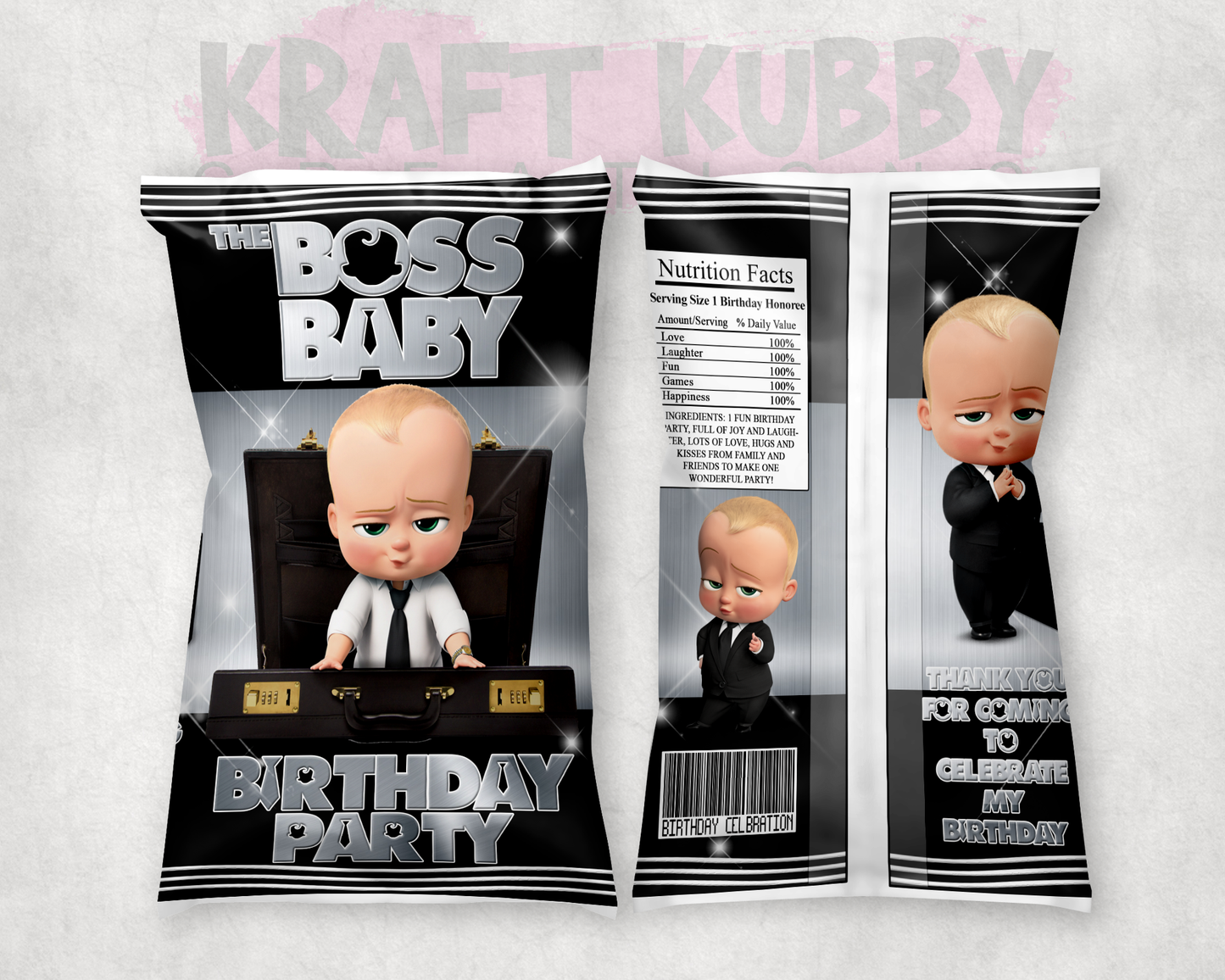 Party Treats Packages - 1 Dozen Treats Each - Boss Baby