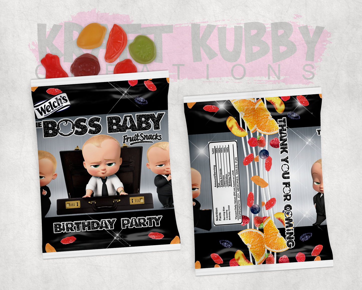 Party Treats Packages - 1 Dozen Treats Each - Boss Baby
