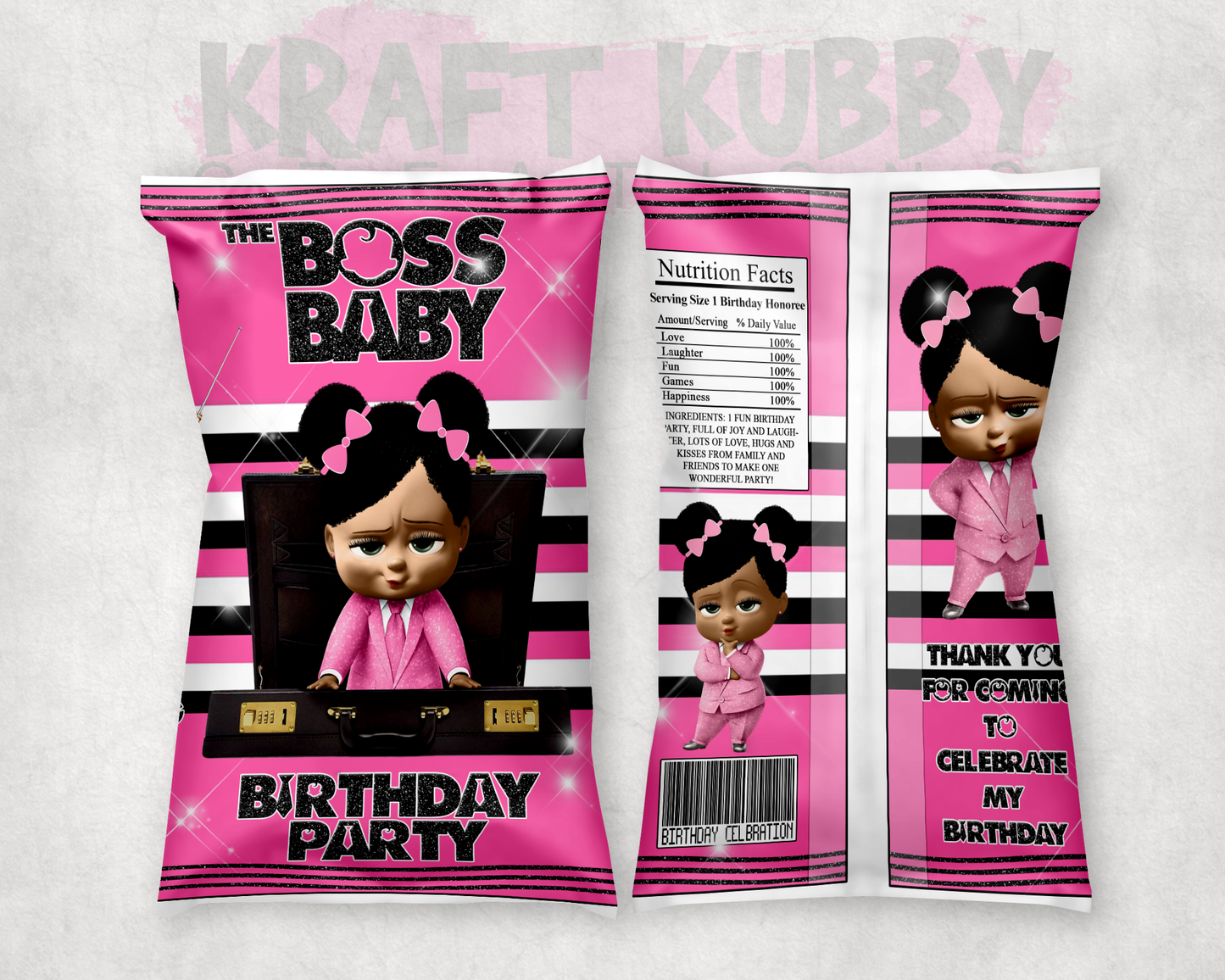 Party Treats Packages - 1 Dozen Treats Each - Boss Baby Girl