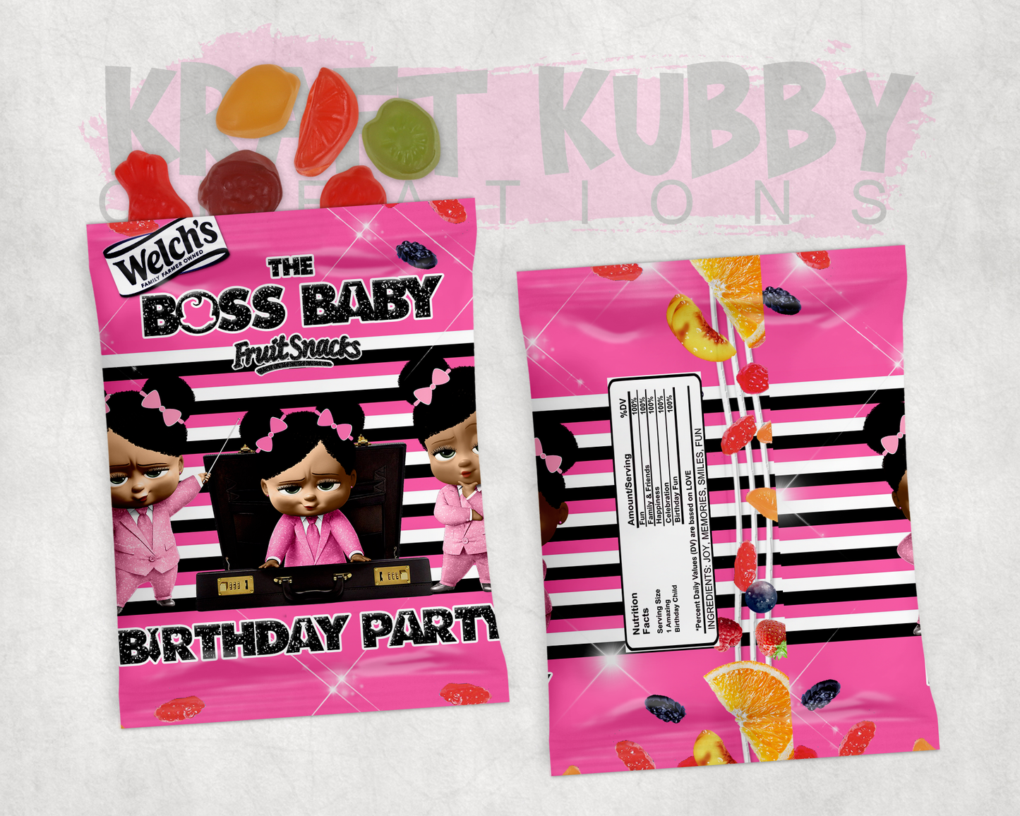 Party Treats Packages - 1 Dozen Treats Each - Boss Baby Girl