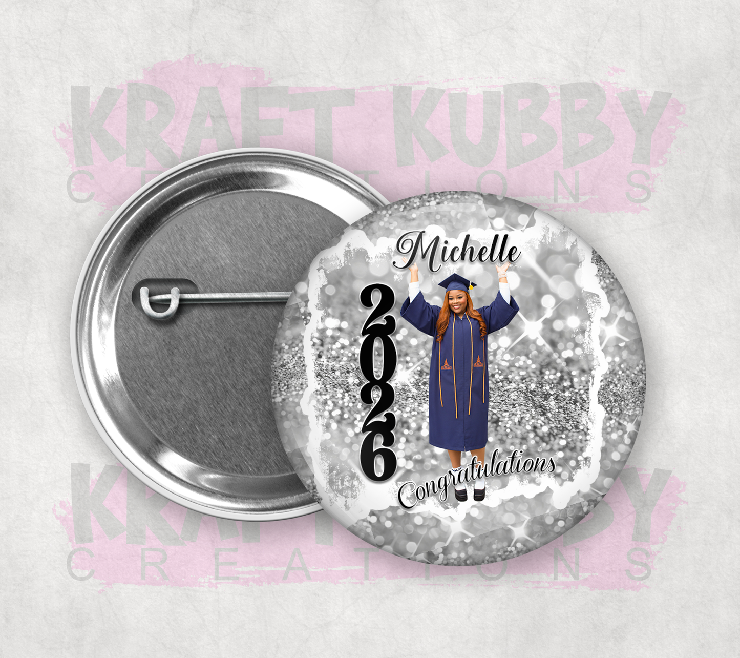 Buttons - Custom Graduation Pinback Buttons - 3 Button Sizes to Choose From