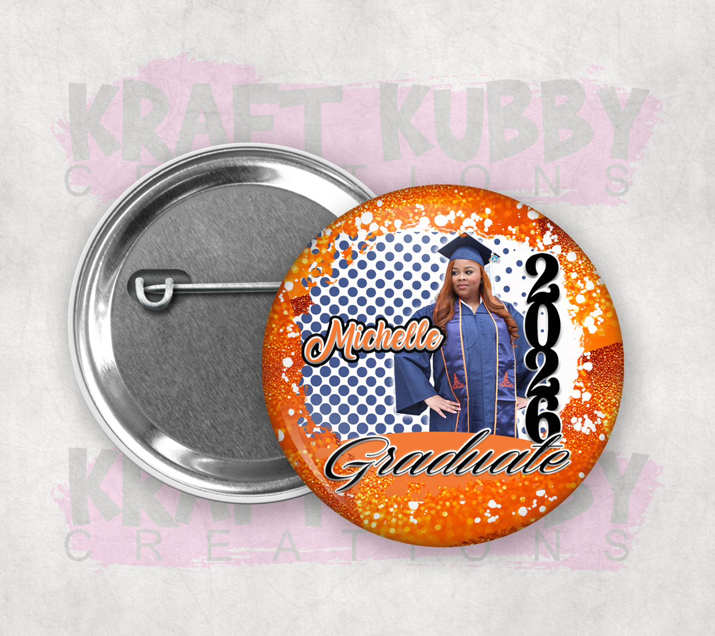 Buttons - Custom Graduation Pinback Buttons - 3 Button Sizes to Choose From