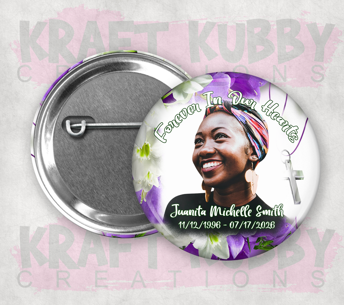 Memorial/Funeral Buttons - Pinback Buttons - (1) Single Button
