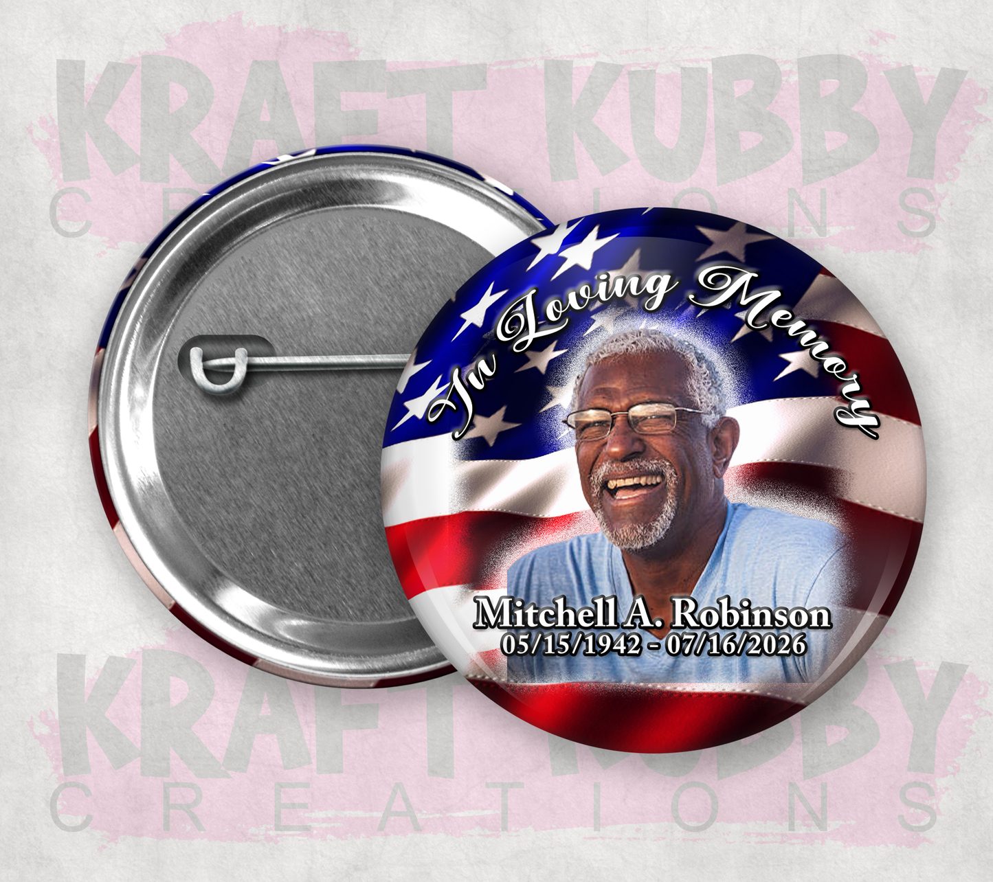 Buttons - Memorial or Funeral Pinback Buttons - 10 Pack