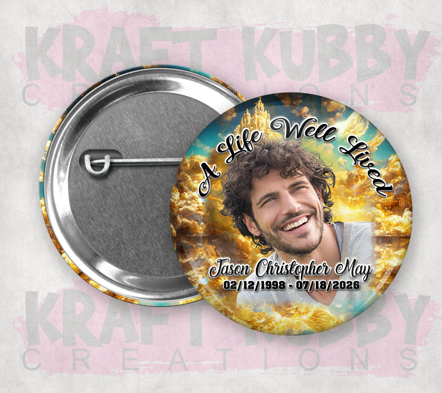 Buttons - Memorial or Funeral Pinback Buttons - 10 Pack