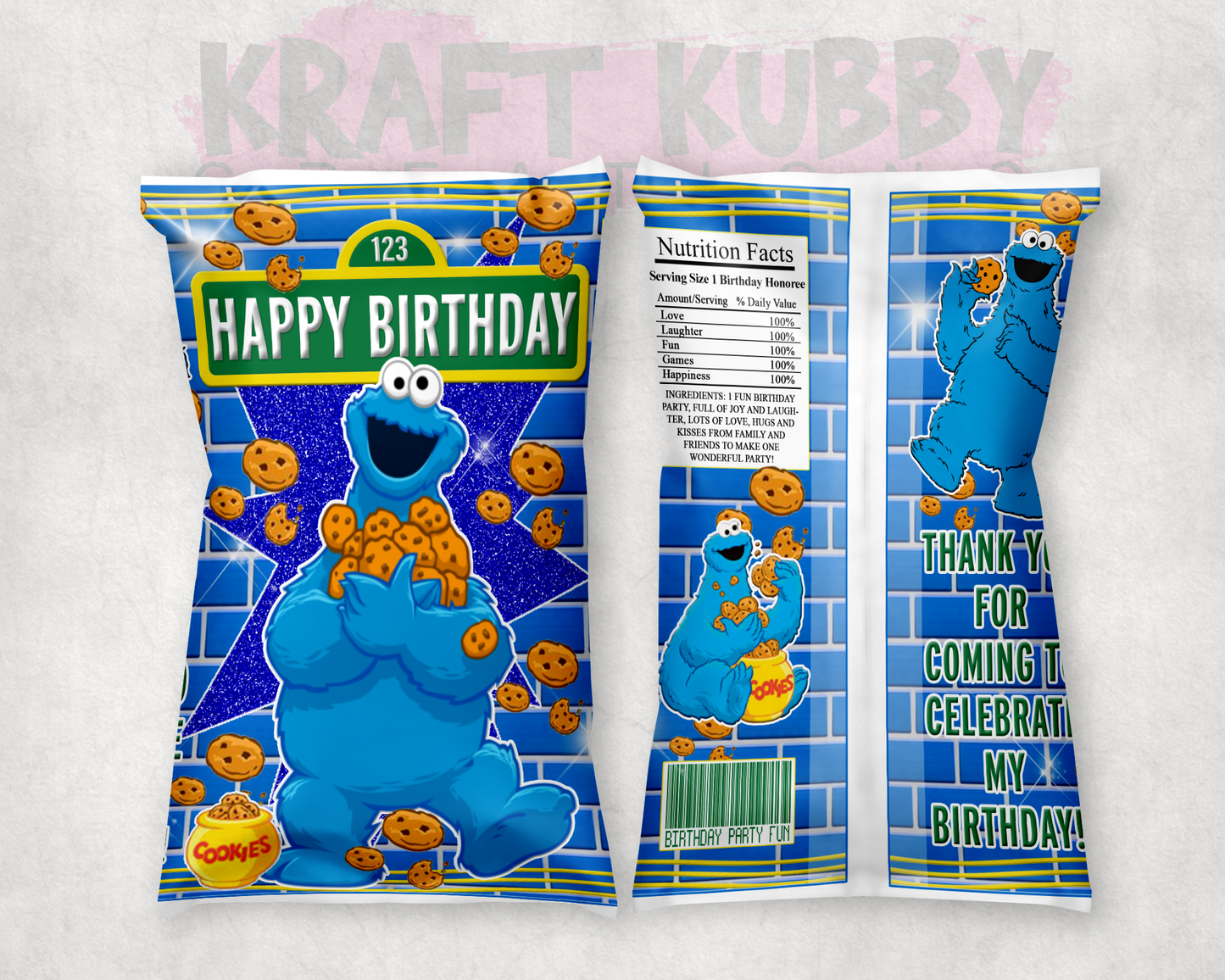 Party Treats Packages - 1 Dozen Treats Each - Cookie Monster