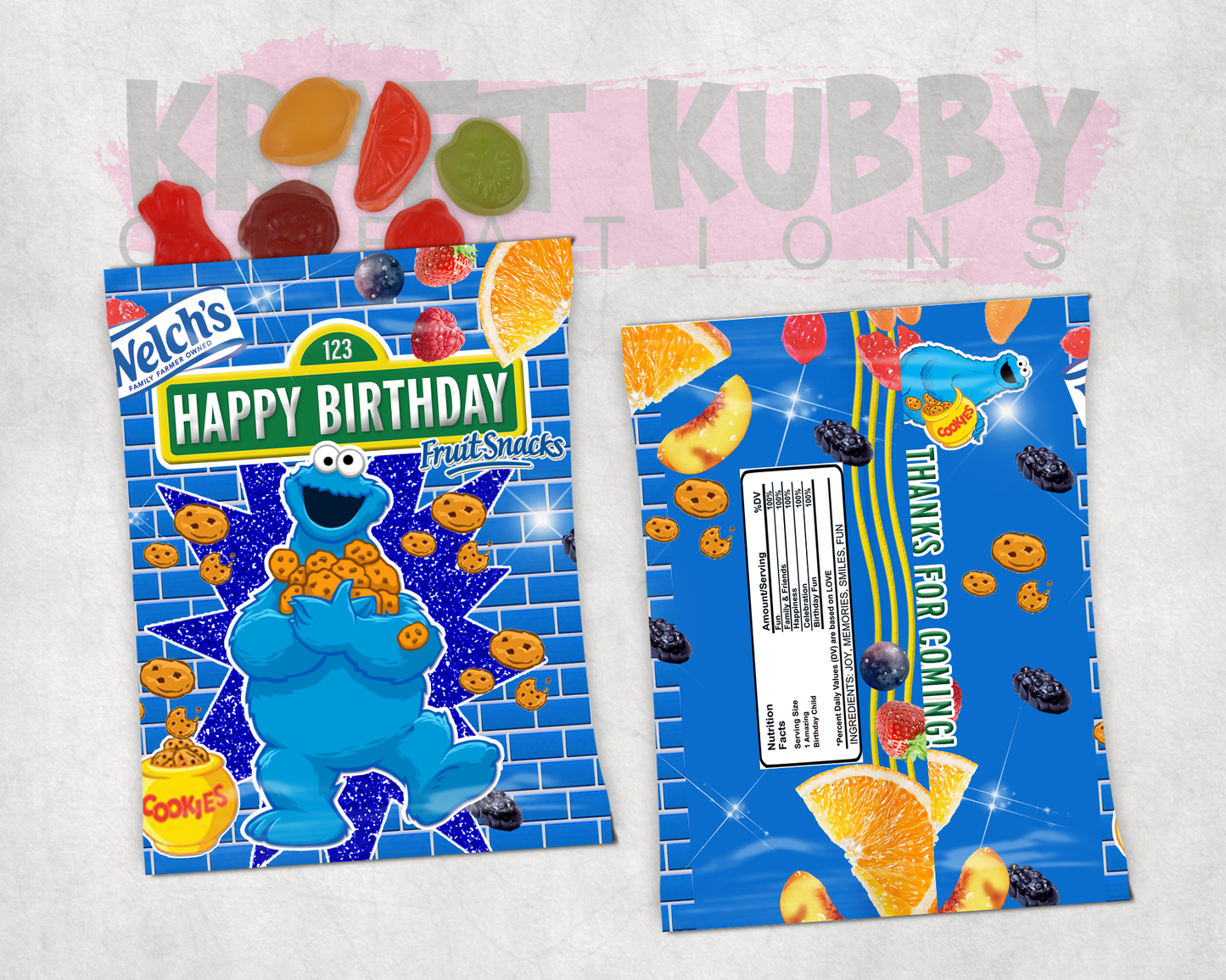 Party Treats Packages - 1 Dozen Treats Each - Cookie Monster