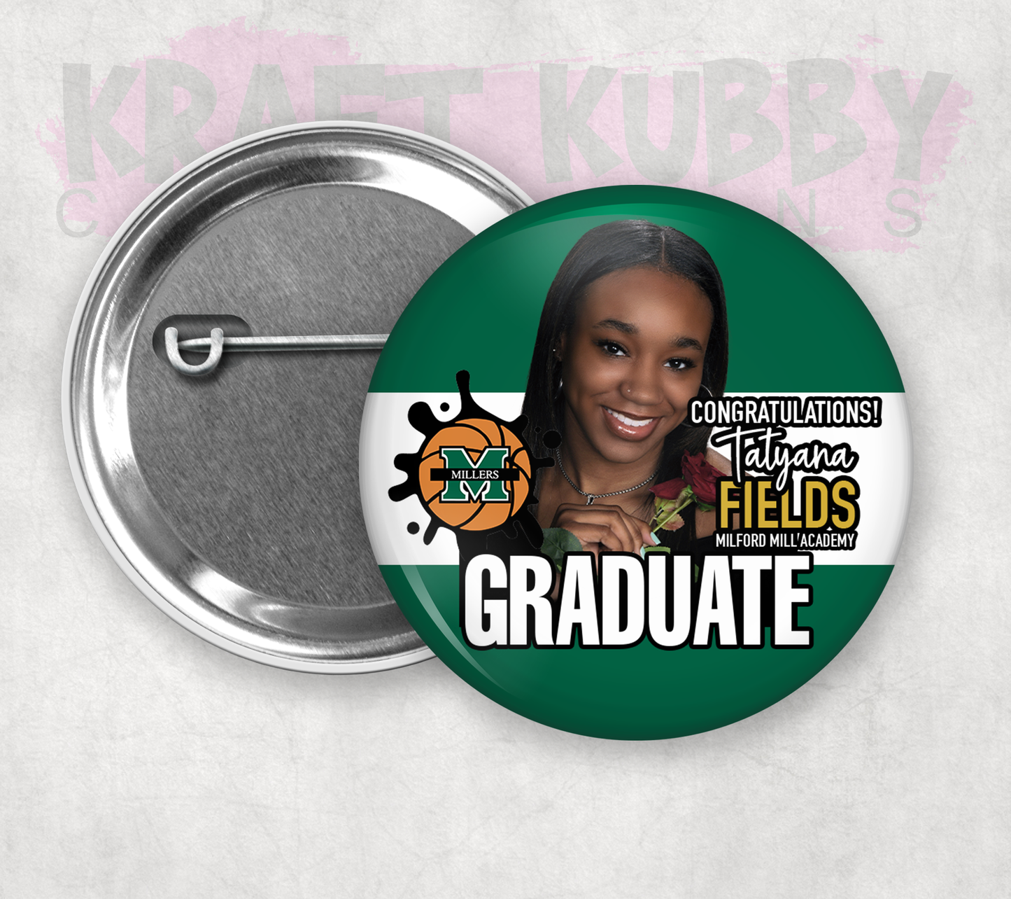 Buttons - Custom Graduation Pinback Buttons - 3 Button Sizes to Choose From