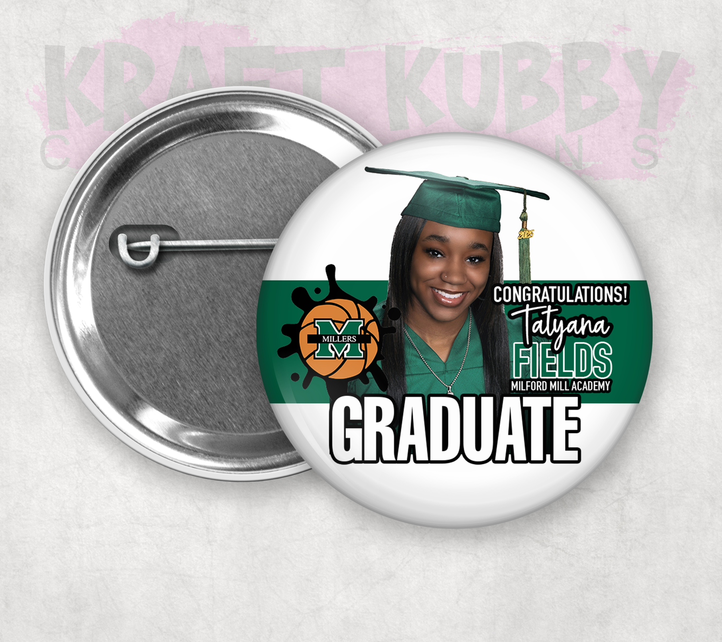 Buttons - Custom Graduation Pinback Buttons - 3 Button Sizes to Choose From