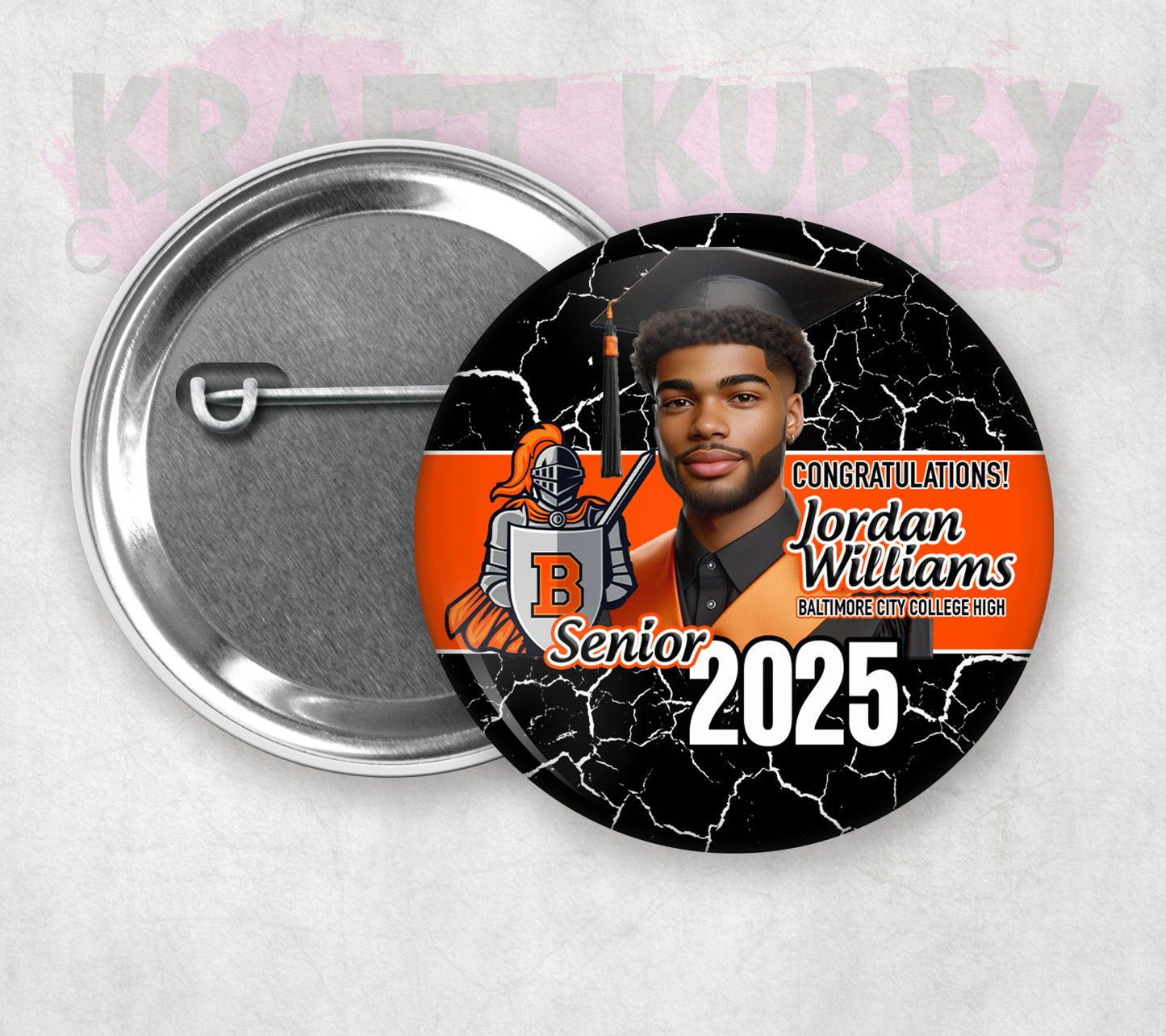 Buttons - Custom Graduation Pinback Buttons - 3 Button Sizes to Choose From