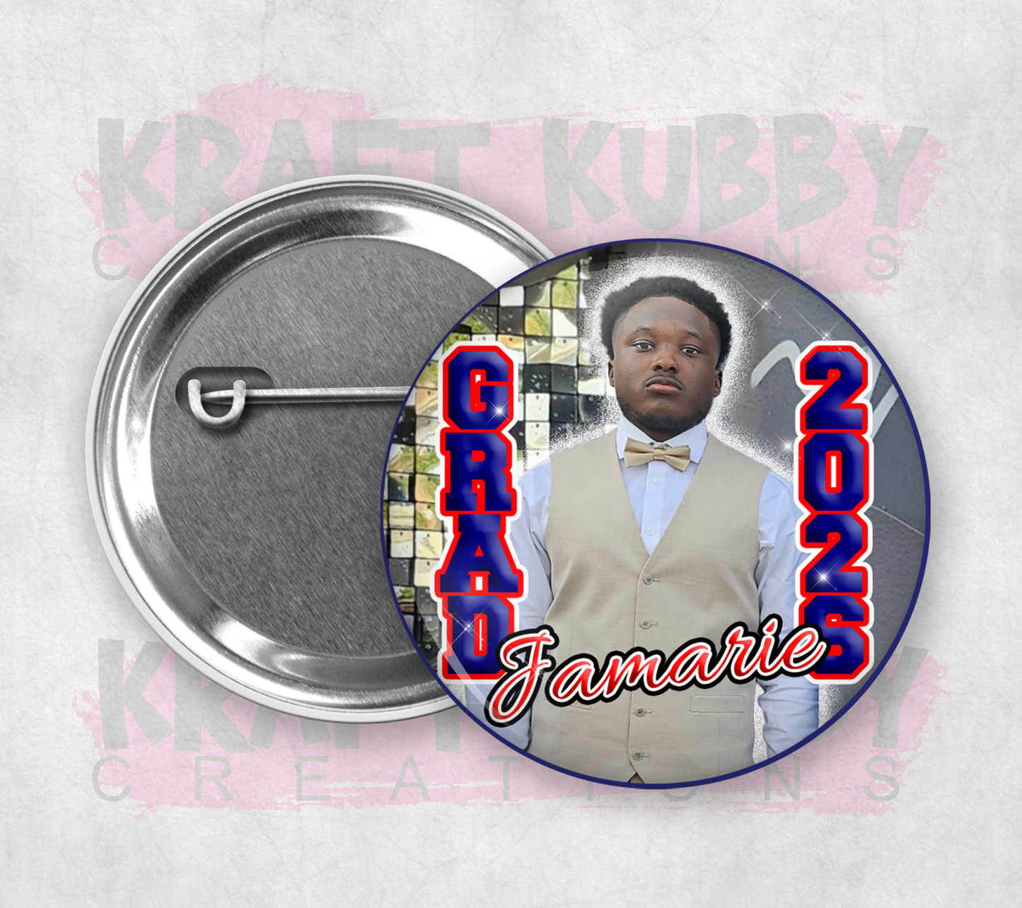 Buttons - Custom Graduation Pinback Buttons - 3 Button Sizes to Choose From