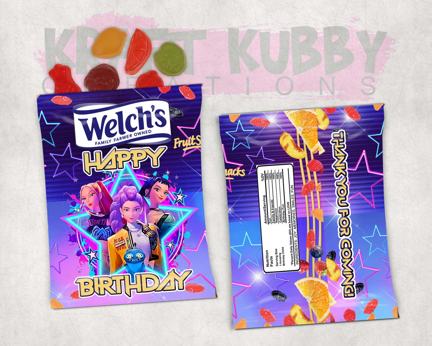 Party Treats Packages - 1 Dozen Treats Each - K-Pop Demon Hunters
