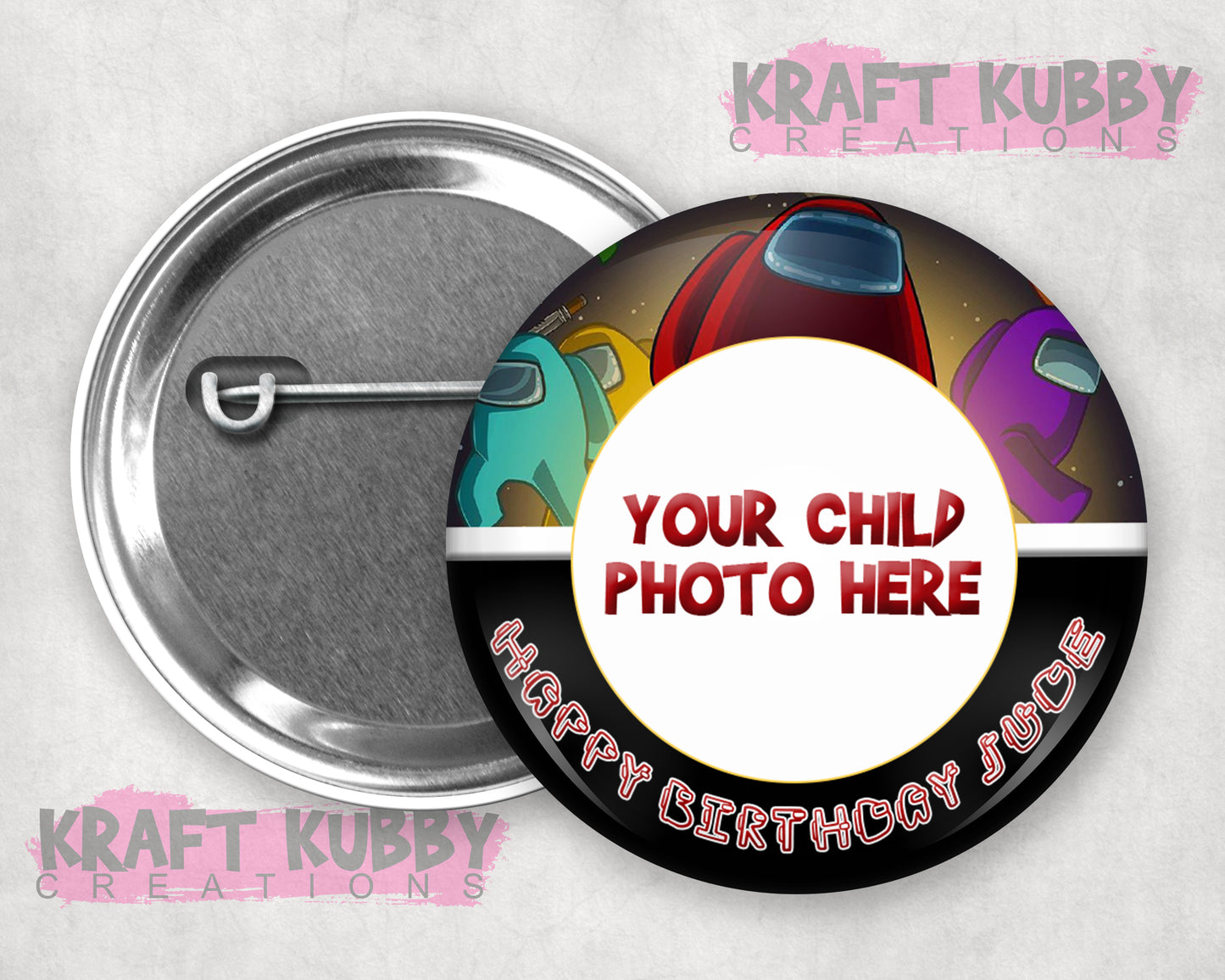 Buttons - Custom Kid's Birthday Buttons - Any Theme