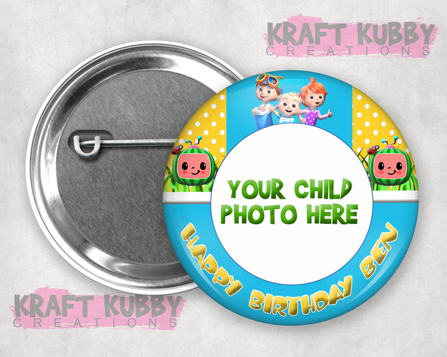 Buttons - Custom Kid's Birthday Buttons - Any Theme