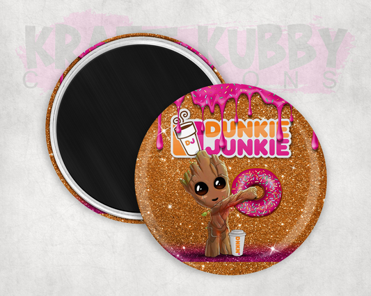 Magnets - Round Magnets - 2.25 inch - Dunkie Junkie - Baby Groot