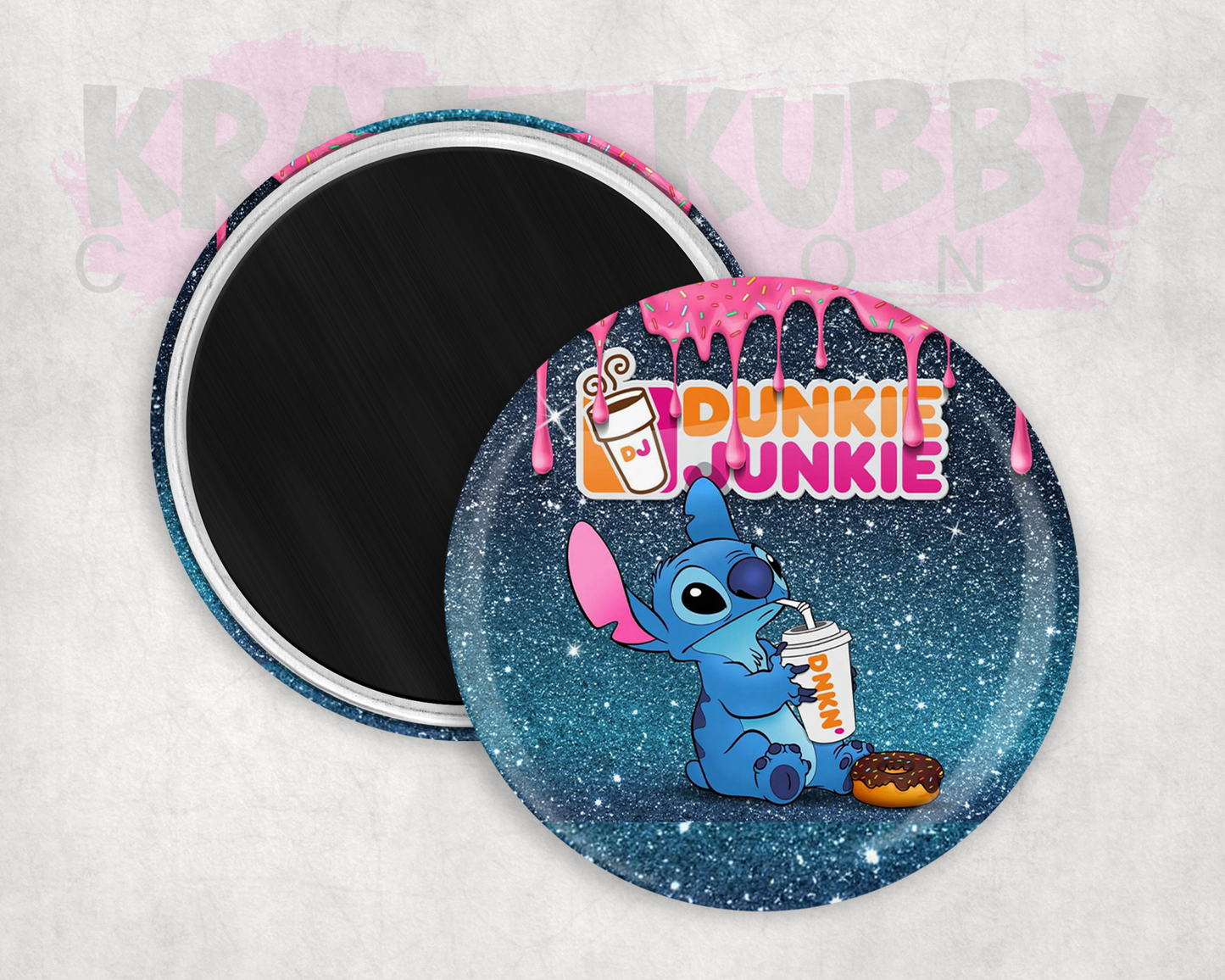 Magnets - Round Magnets - 2.25 inch - Dunkie Junkie - Stitch