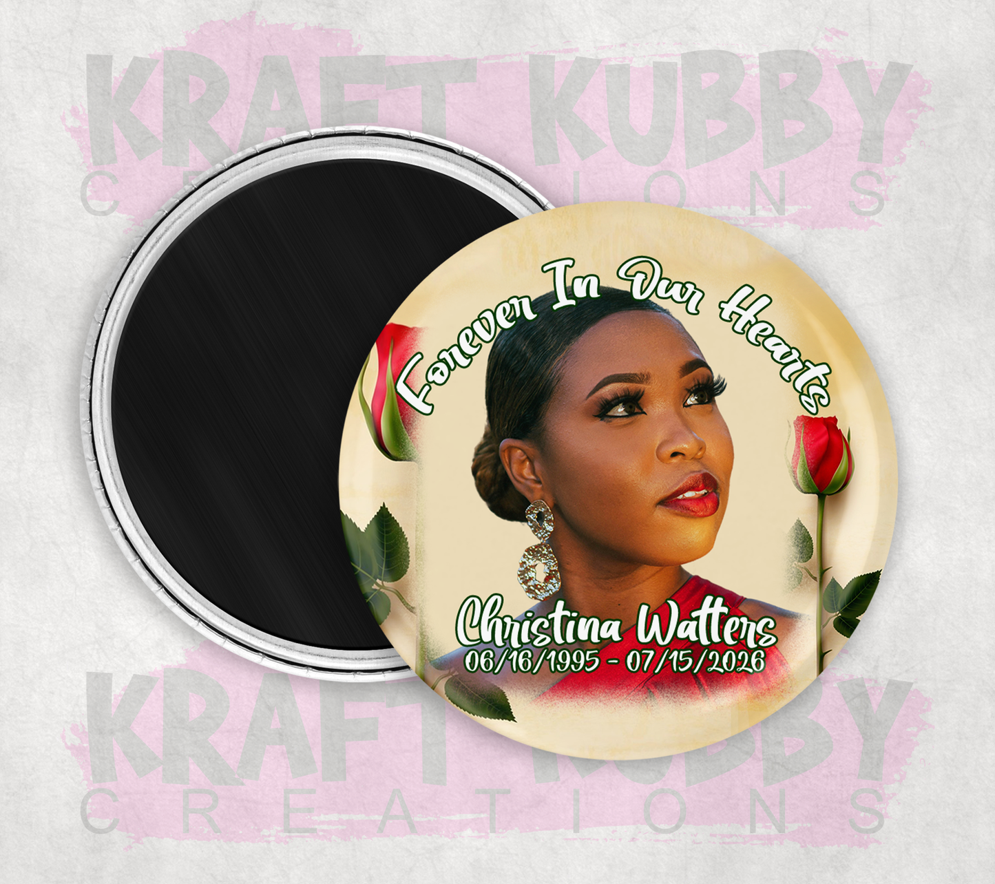 Memorial/Funeral Buttons, Magnets, Fans Bundle