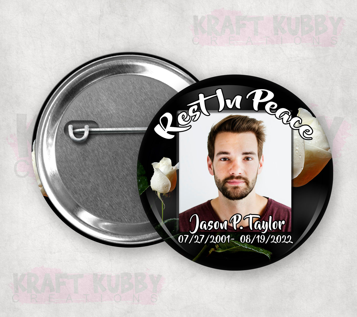 Memorial Funeral Buttons - Custom Funeral Buttons (10 Pack)