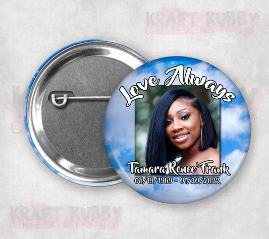Memorial Funeral Buttons - Custom Funeral Buttons (10 Pack)