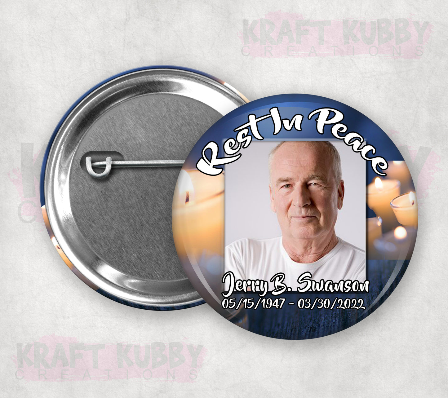 Memorial Funeral Buttons - Custom Funeral Buttons (10 Pack)